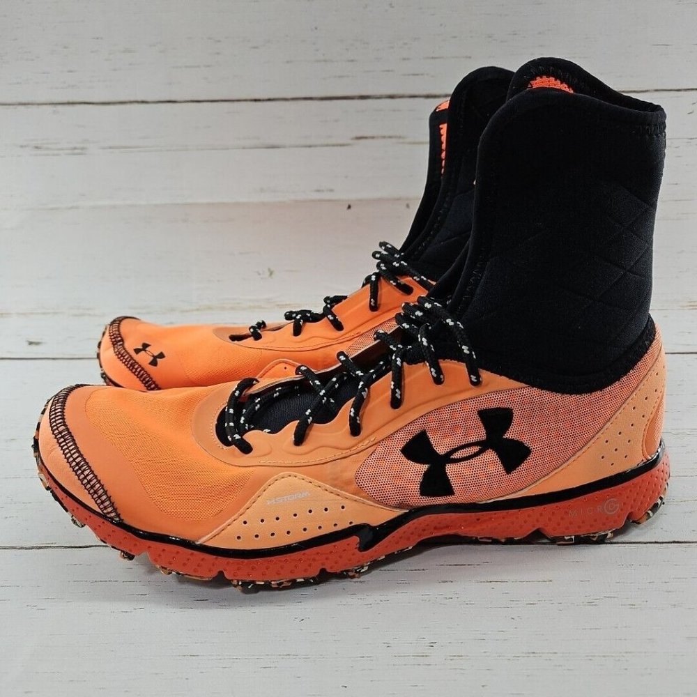 Under Armour FTHR Shield TRC Storm Mens Size 12 Orange Black Trail Running Shoe